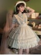 Pastoral Style Stand Collar Puff Sleeve Stitching Wave Dot Mesh Fake Two-Piece Design Classic Lolita Long-Sleeved Dress