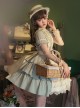 Pastoral Style Stand Collar Puff Sleeve Stitching Wave Dot Mesh Fake Two-Piece Design Classic Lolita Long-Sleeved Dress