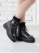 Punk Hasp Metal Chain Decoration Lace Up Platform Martin Boots Punk Lolita Boots