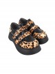 Autumn Winter Leopard Print Stitching Round Toe All-Match Buckle Platform Shoes Classic Lolita Shoes