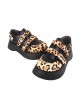 Autumn Winter Leopard Print Stitching Round Toe All-Match Buckle Platform Shoes Classic Lolita Shoes