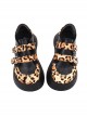 Autumn Winter Leopard Print Stitching Round Toe All-Match Buckle Platform Shoes Classic Lolita Shoes