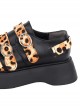 Autumn Winter Leopard Print Stitching Round Toe All-Match Buckle Platform Shoes Classic Lolita Shoes