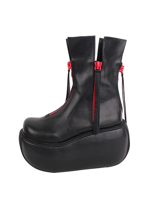 Punk Solid Color Red Zipper Tassel Cool Girl Punk Lolita Boots