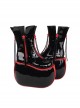 Red Black Color Contrast Super High Heel Tassel Leather Punk Lolita Boots