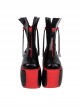 Red Black Color Contrast Super High Heel Tassel Leather Punk Lolita Boots
