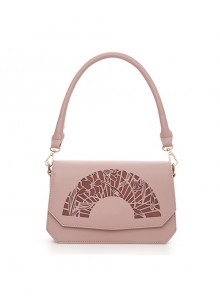 Solid Color New Chinese Han Element Lily Fan-Shaped Hollow Carved Classic Lolita Hand Shoulder Bag