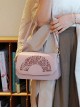 Solid Color New Chinese Han Element Lily Fan-Shaped Hollow Carved Classic Lolita Hand Shoulder Bag