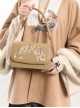 Solid Color New Chinese Han Element Lily Fan-Shaped Hollow Carved Classic Lolita Hand Shoulder Bag