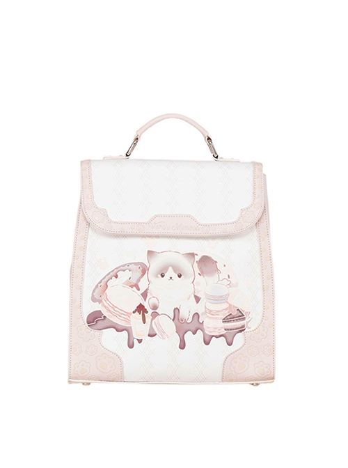 Anime Kitten Print Cute Student Large Capacity Three-Dimensional Cat Claw Print School Lolita Hand Bag Backpack