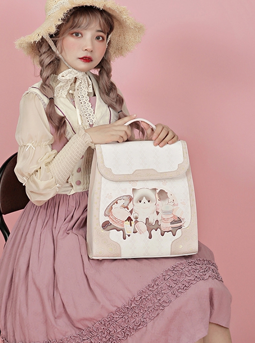 Anime Kitten Print Cute Student Large Capacity Three-Dimensional Cat Claw Print School Lolita Hand Bag Backpack