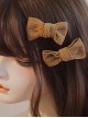 Autumn Winter Golden Brown Caramel Corduroy Handmade Bow-Knot Classic Lolita Hair Clip