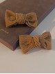 Autumn Winter Golden Brown Caramel Corduroy Handmade Bow-Knot Classic Lolita Hair Clip