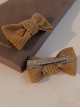 Autumn Winter Golden Brown Caramel Corduroy Handmade Bow-Knot Classic Lolita Hair Clip
