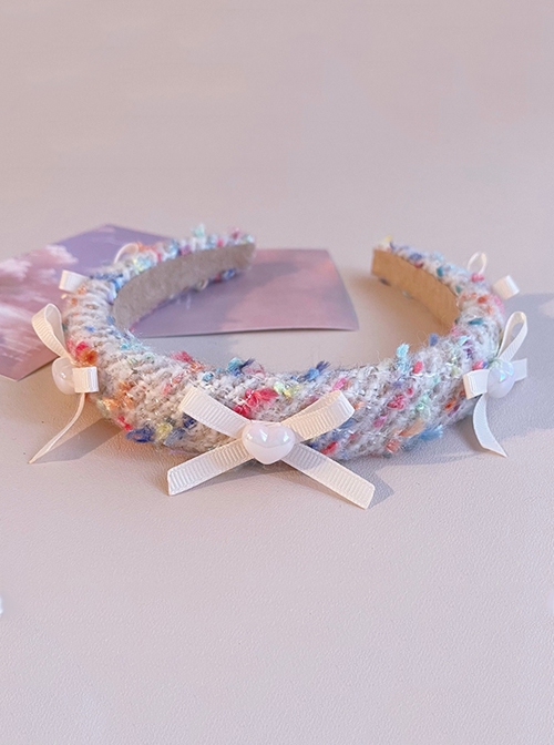 Multicolour Plush Bow-Knot Heart Decoration Classic Lolita Headband