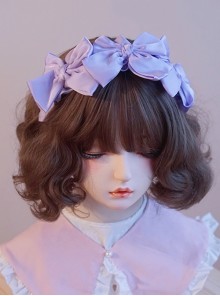 Light Purple Simple Satin Handmade Bow-Knot Sweet Lolita Headband