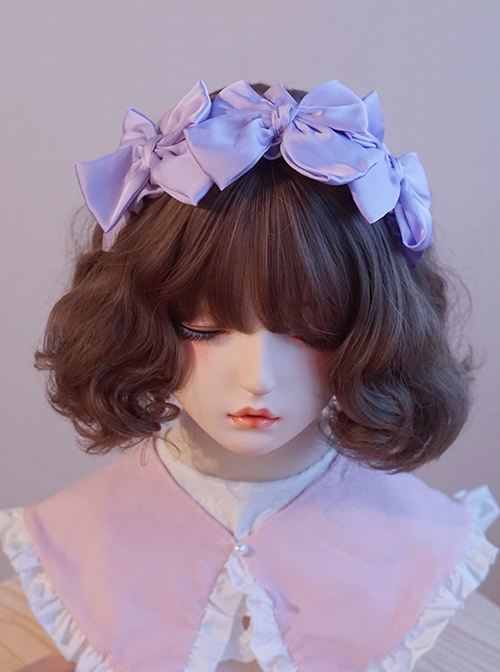Light Purple Simple Satin Handmade Bow-Knot Sweet Lolita Headband