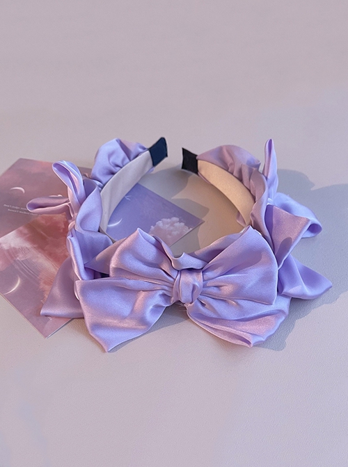 Light Purple Simple Satin Handmade Bow-Knot Sweet Lolita Headband