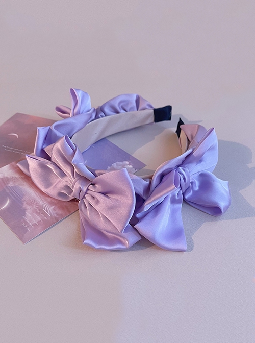 Light Purple Simple Satin Handmade Bow-Knot Sweet Lolita Headband