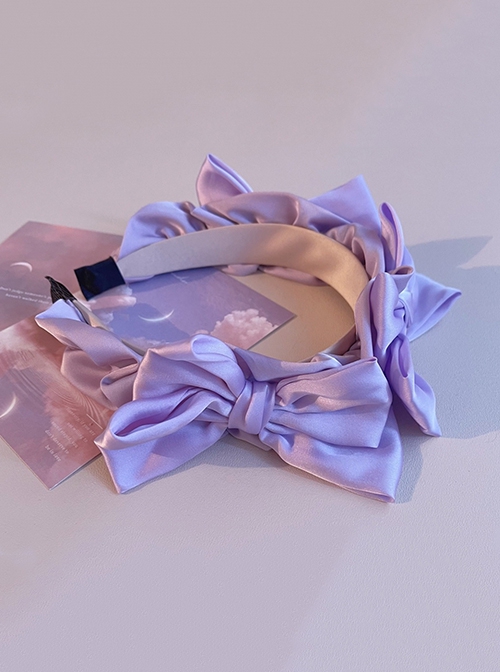 Light Purple Simple Satin Handmade Bow-Knot Sweet Lolita Headband