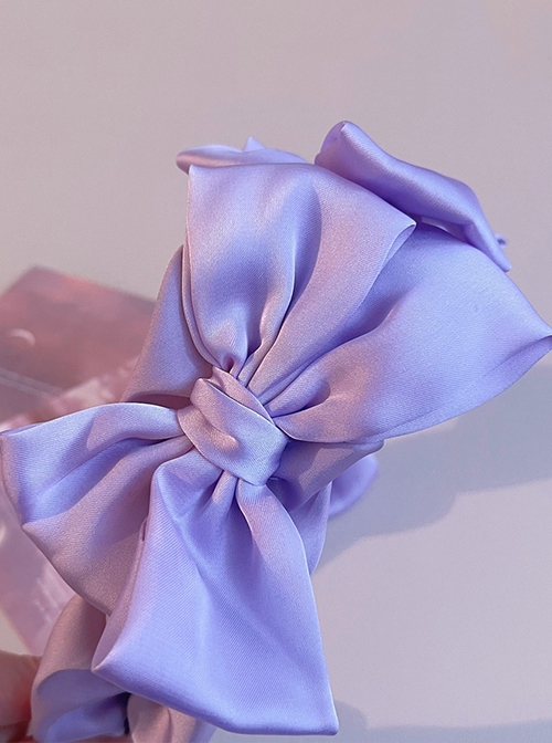 Light Purple Simple Satin Handmade Bow-Knot Sweet Lolita Headband