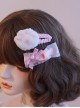 Pink Gauze Plaid Bow Knot Plush Cat Claw Sweet Lolita Hair Clip