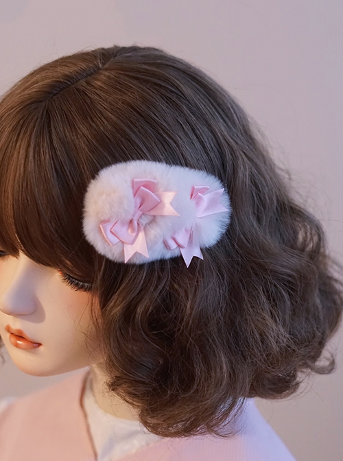 Solid Color Simple Plush Cute Bow Knot Sweet Lolita Hair Clip