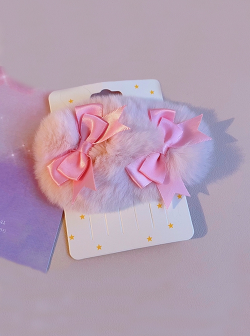 Solid Color Simple Plush Cute Bow Knot Sweet Lolita Hair Clip