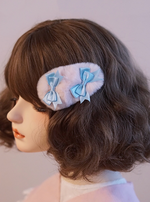 Solid Color Simple Plush Cute Bow Knot Sweet Lolita Hair Clip