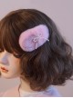 Pink Heart Embroidery Bead Bow Knot Sweet Lolita Plush Hair Clip