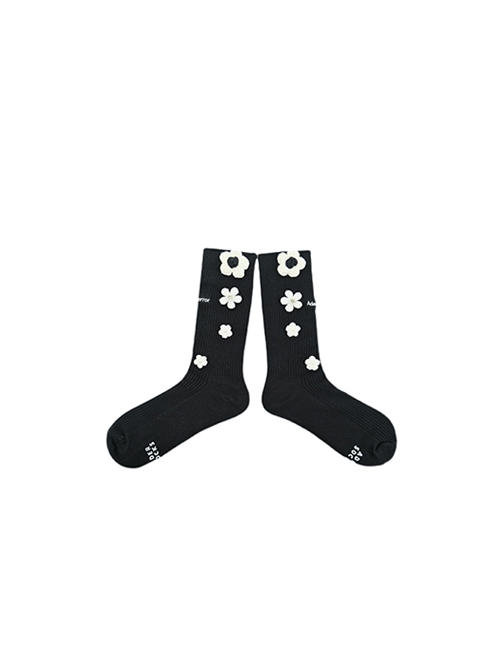 White Woven Small Flower Design Cute Versatile Classic Lolita Socks