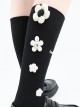 White Woven Small Flower Design Cute Versatile Classic Lolita Socks