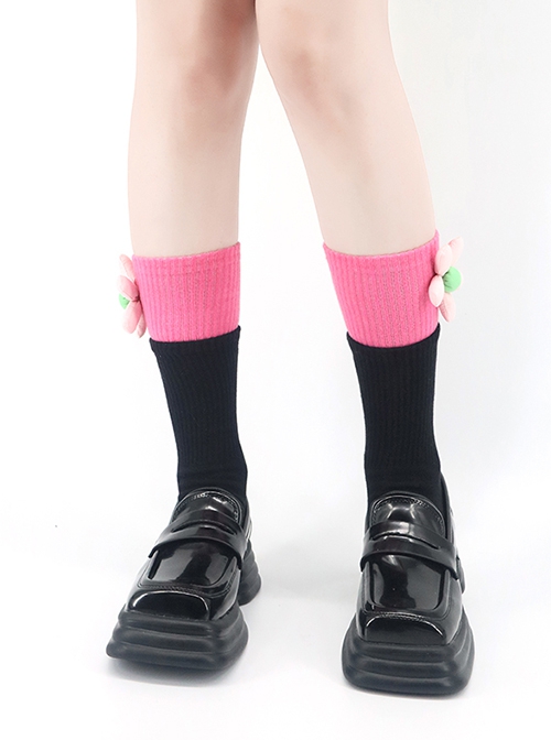 Three-Dimensional Cartoon Flowers Contrasting Color Sweet Lolita Socks