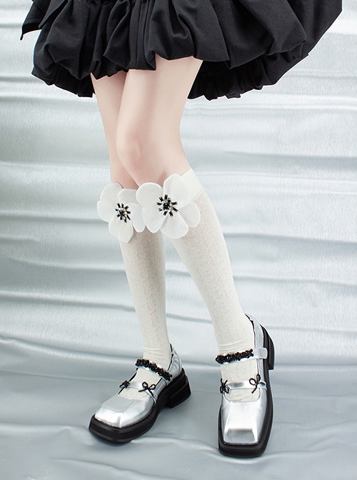 Sweet Summer Thin Chiffon Exaggerated Flower Decoration Personality Classic Lolita Socks