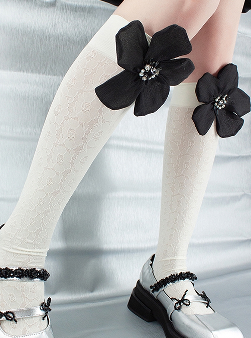 Sweet Summer Thin Chiffon Exaggerated Flower Decoration Personality Classic Lolita Socks