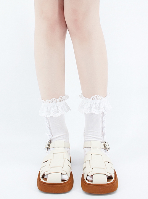 Solid Color Sweet Girl Lace Multiple Bow-Knot Gothic Lolita Socks