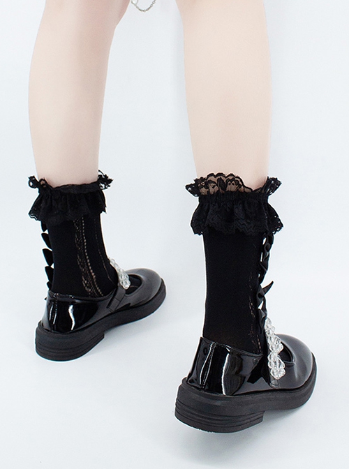 Solid Color Sweet Girl Lace Multiple Bow-Knot Gothic Lolita Socks