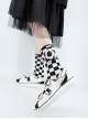 Black White Checkerboard Flower Chain Love Bear Pendant Design Classic Lolita Socks