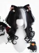 Black White Bangs Halloween Double Ponytail Tiger Clip Natural Long Curly Hair Classic Lolita Wig