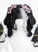 Black White Bangs Halloween Double Ponytail Tiger Clip Natural Long Curly Hair Classic Lolita Wig