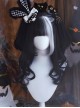 Black White Bangs Halloween Double Ponytail Tiger Clip Natural Long Curly Hair Classic Lolita Wig