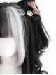 Black White Bangs Halloween Double Ponytail Tiger Clip Natural Long Curly Hair Classic Lolita Wig