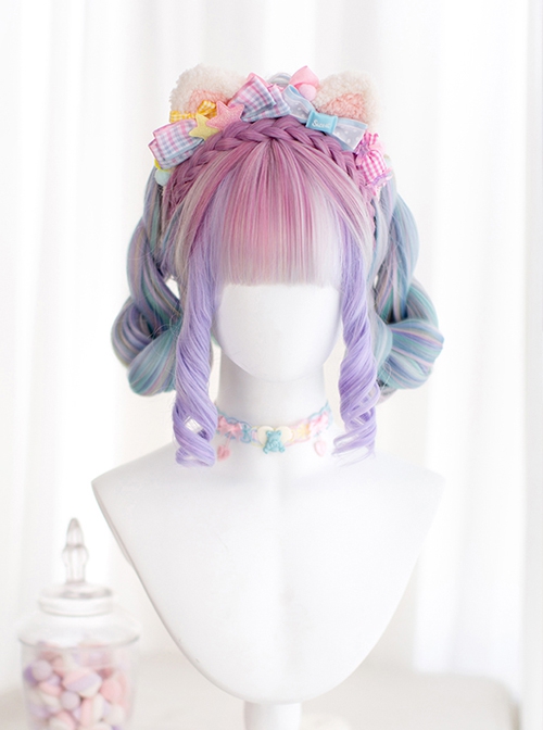 Fang Fang Series With Braid Roman Curly Sideburns Multi-Color Long Curly Hair Classic Lolita Wig