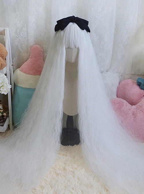 Pure White Small Curly Hair Super Long Princess Long Curly Hair Classic Lolita Wig