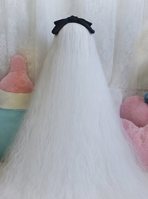 Pure White Small Curly Hair Super Long Princess Long Curly Hair Classic Lolita Wig