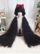 Natural Black Princess Long Curly Hair Super Long Small Curly Hair Qi Bangs Classic Lolita Wig