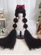 Natural Black Princess Long Curly Hair Super Long Small Curly Hair Qi Bangs Classic Lolita Wig