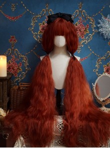 Orange Red 120cm Super Long Air Bangs Small Curly Hair Princess Long Curly Hair Classic Lolita Wig