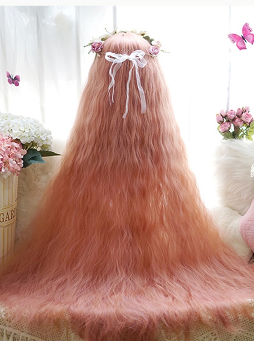 Pink Little Curly Hair Princess Super Long Long Curly Hair Classic Lolita Wig