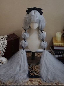 Silver Gray Qi Bangs Super Long Small Curly Hair Princess Long Curly Hair Classic Lolita Wig
